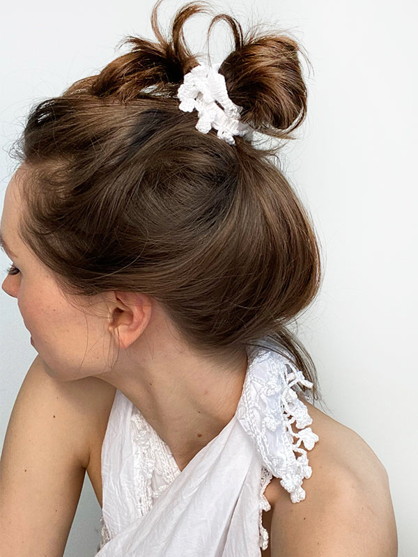 Beach Sheet/Sarong with Scrunchies - WHITE