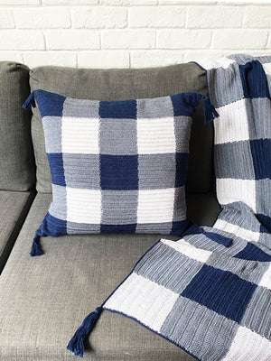 Gingham Crochet Cushion Cover with Tassels - PREORDER