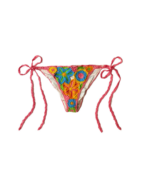 Crochet Rainbow Millefiori Bikini Bottom - Coral