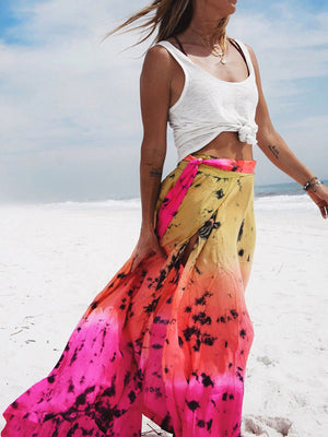 Silk Nomad Maxi Wrap Skirt - Astral Neon