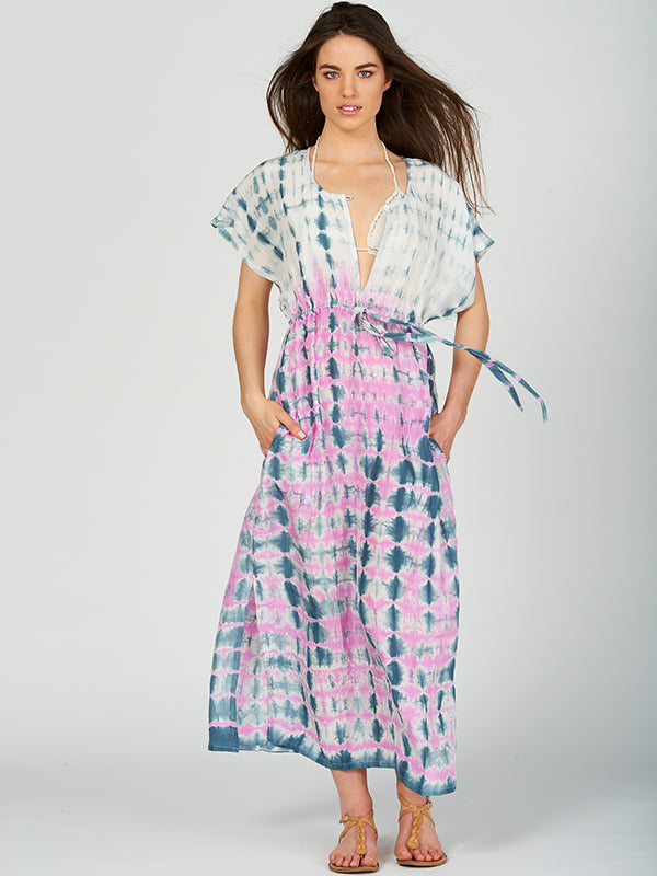 Silk Tie-dye Maxi Caftan