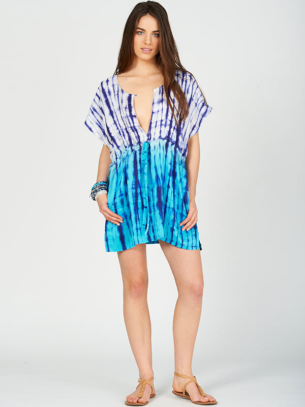 Silk Tie-dye Mini Caftan