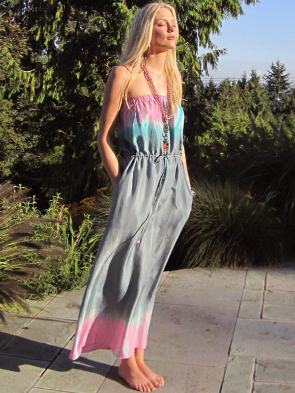 Silk Strapless Maxi Dress