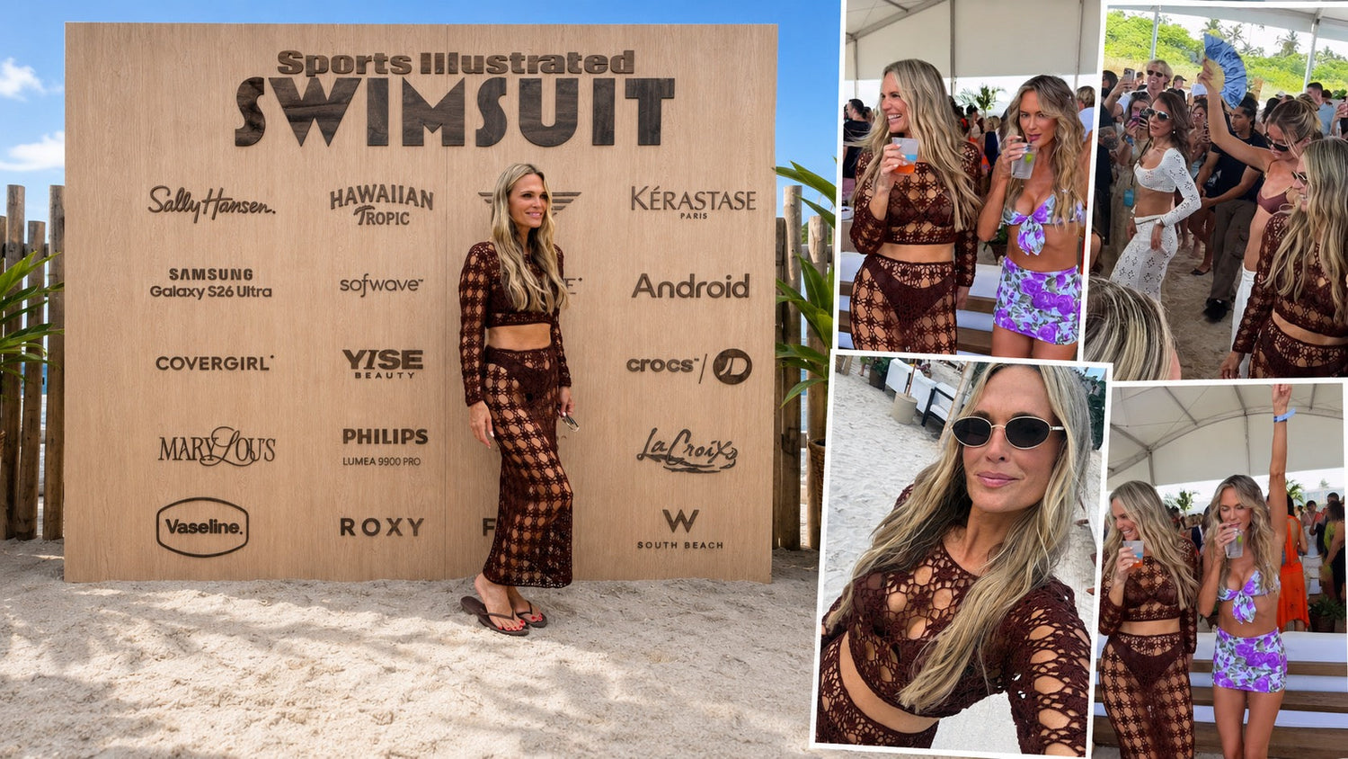 Molly Sims in our crochet coord at Sports Illustrated party in Miami