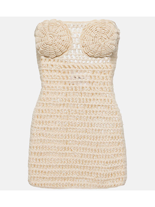 Crochet Camellia Bustier Style Mini Dress