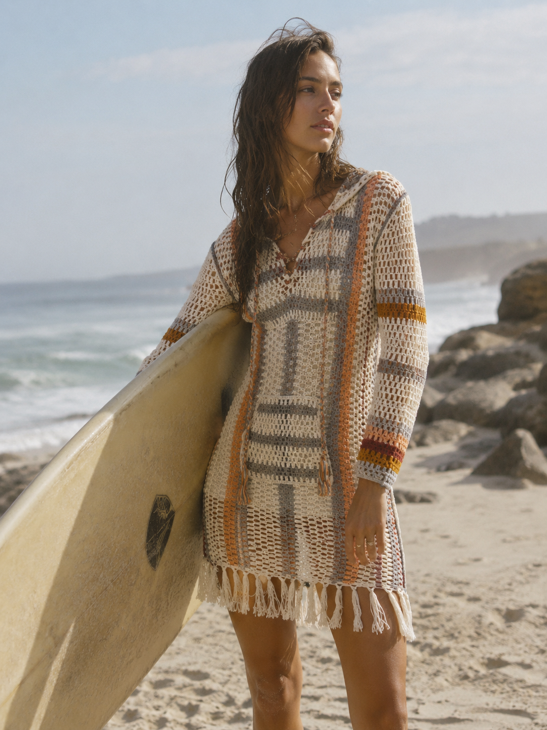 Crochet Sahara Hoodie Dress Tunic XSmall / Sahara