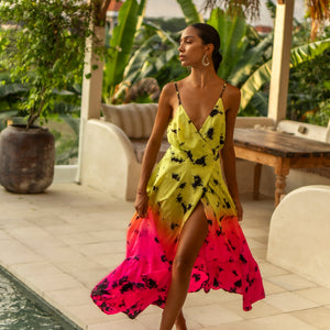 Anna_Kosturova_Tia Silk Wrap Midi Dress - Astral Neon