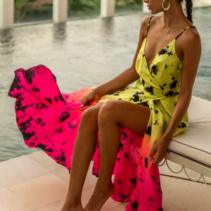 Anna_Kosturova_Tia Silk Wrap Midi Dress - Astral Neon