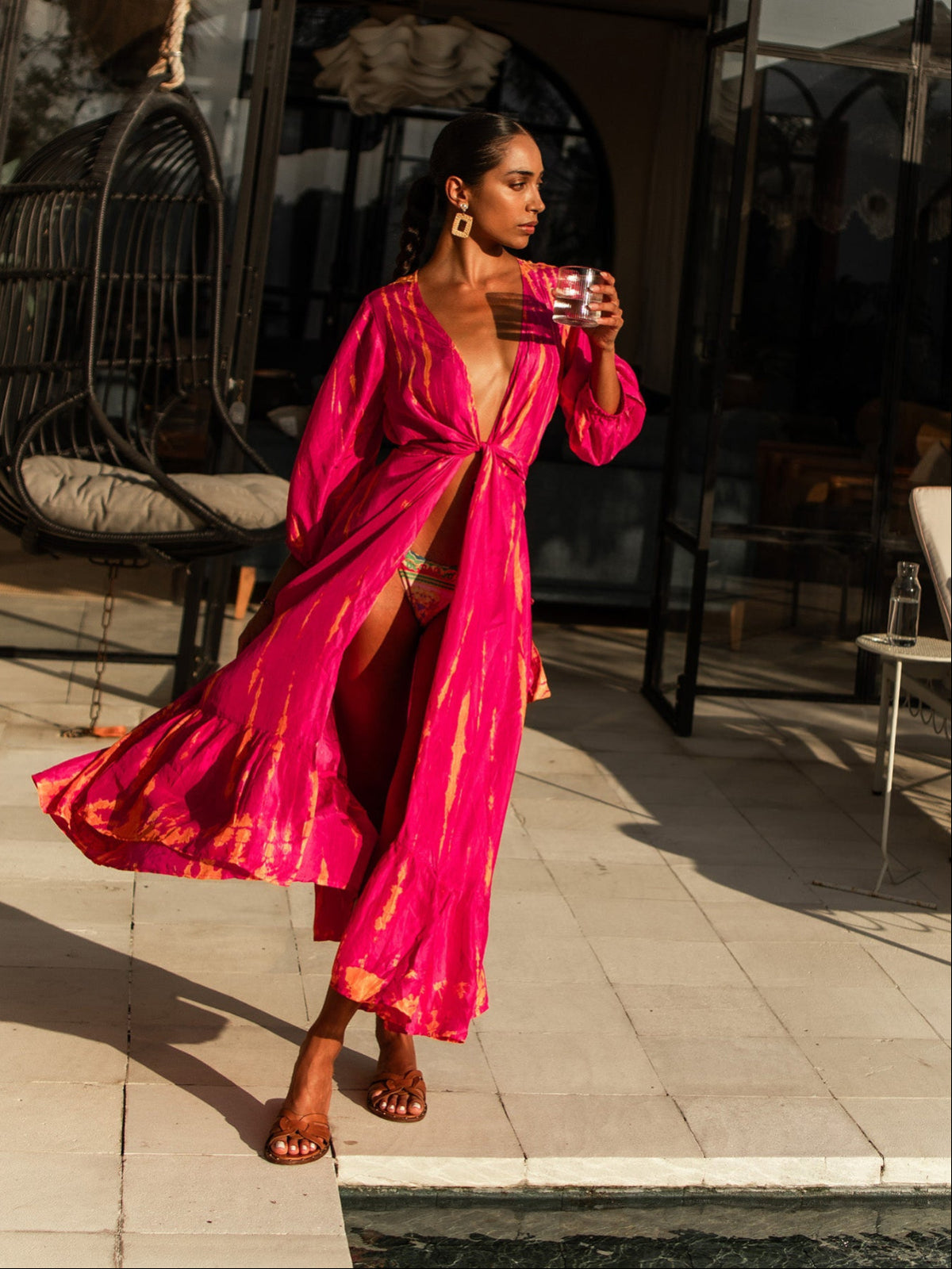 Silk Billowy Sleeve Midi Dress