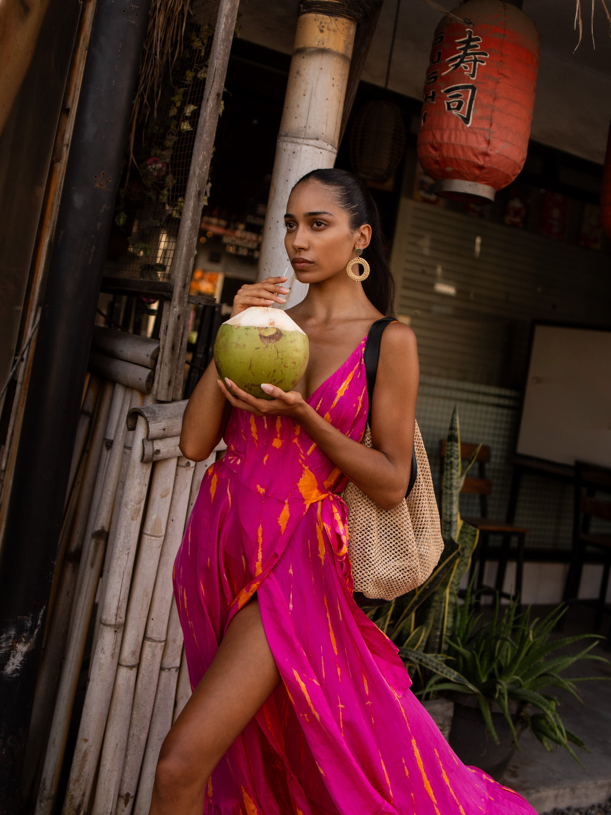 Women's Silk Dress | Tie-Dye Wrap Slip Maxi Dress | Anna Kosturova