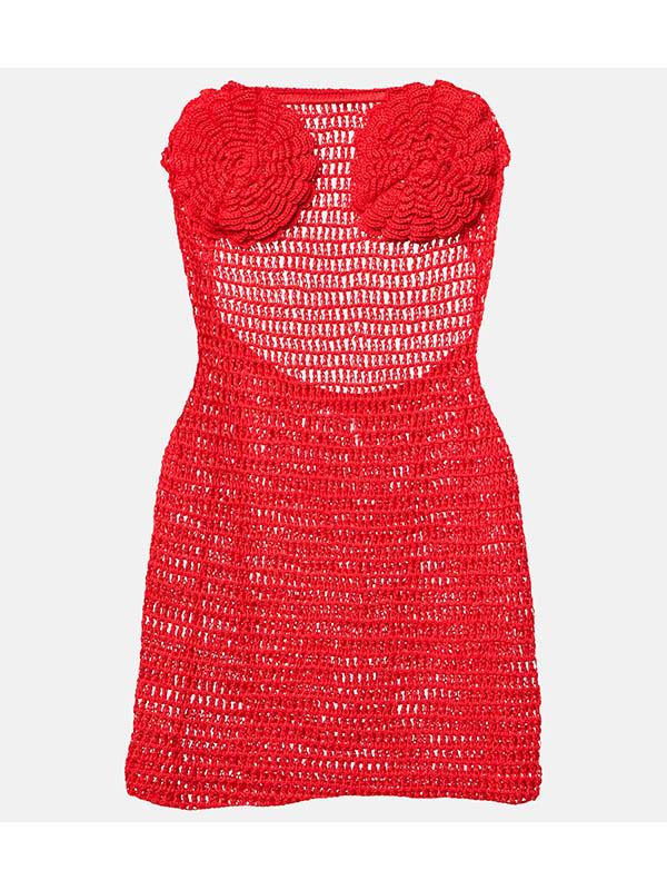 Crochet Camellia Bustier Style Mini Dress