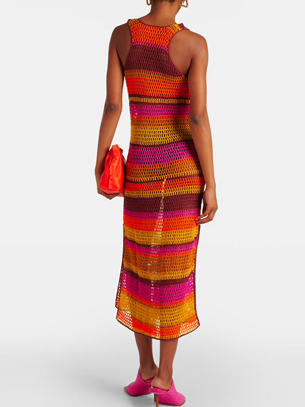 Crochet Pimento Stripe Dress XSmall / Pimento Stripe
