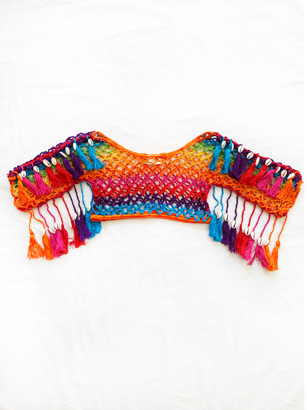 Crochet Sunshine Rainbow Mesh Mini Skirt