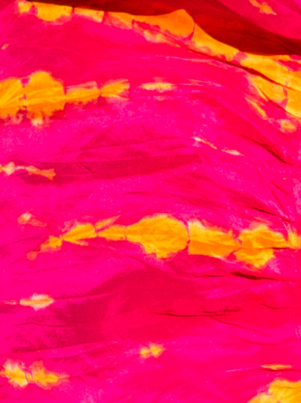 Silk Tie-Dye Sash Maxi Dress - Magenta Tangerine