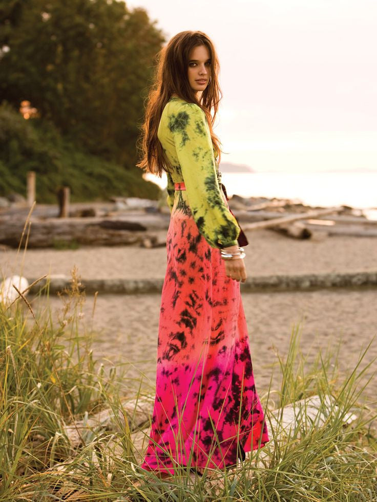 Silk Long Sleeve Wrap Dress