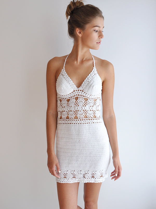 Women's Crochet Dresses | Filigree Mini Dress | Anna Kosturova