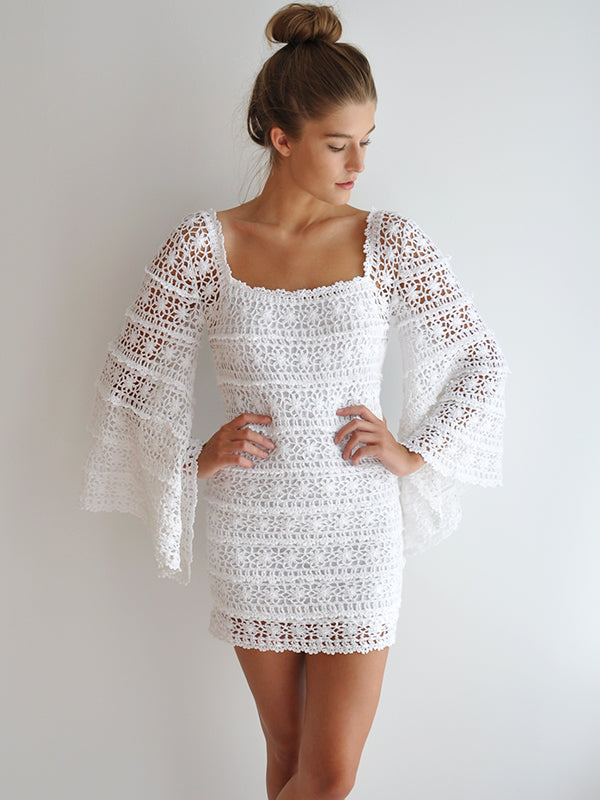 Women's Crochet Dresses | Bella Bell Sleeve Dress | Anna Kosturova