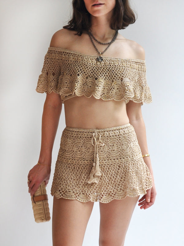 Crochet Filigree Mini Skirt - GOLD