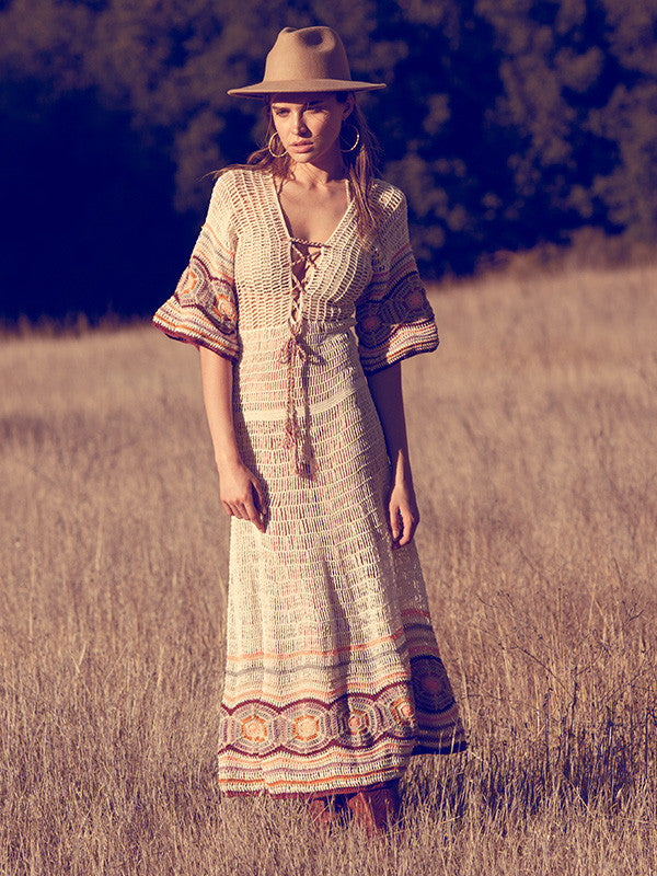 Crochet Carly Maxi Dress - Cream