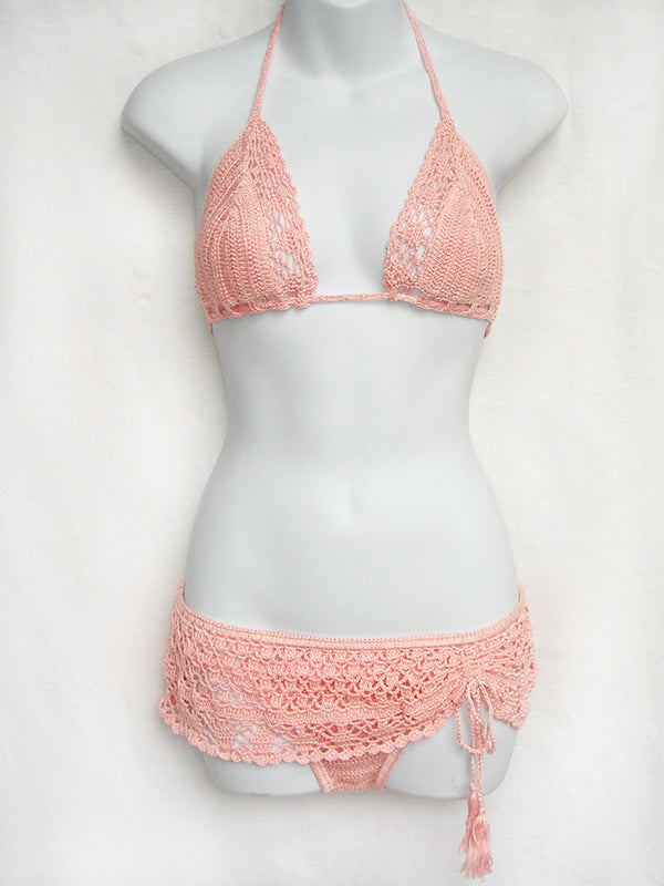 Crochet Cinched Skirtkini Bikini Top