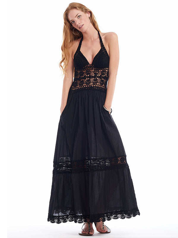 Women's Crochet Dresses | Filigree Halter Maxi Dress | Anna Kosturova - annakosturova Women's Crochet Dresses | Filigree Halter Maxi Dress | Anna Kosturova - annakosturova