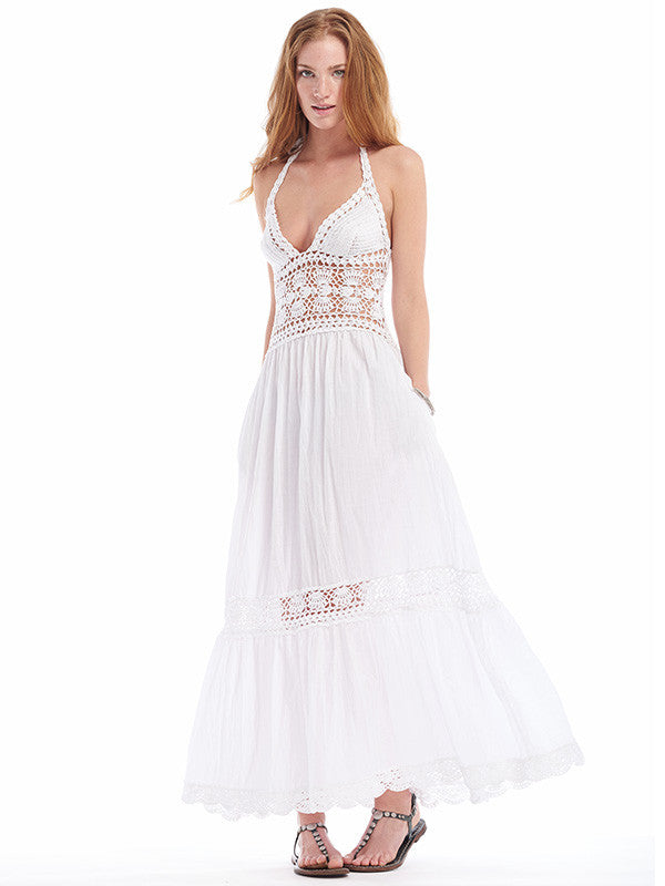 Women's Crochet Dresses | Filigree Halter Maxi Dress | Anna Kosturova - annakosturova Women's Crochet Dresses | Filigree Halter Maxi Dress | Anna Kosturova - annakosturova