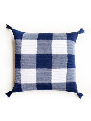 Gingham Crochet Cushion Cover with Tassels - PREORDER