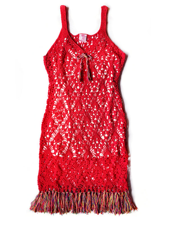 Crochet Cabo Dress Small / Red