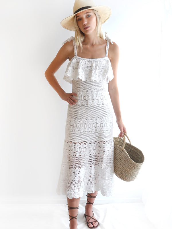 Crochet Marianne Dress - White - annakosturova Crochet Marianne Dress - White - annakosturova