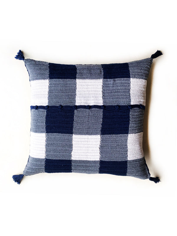 Gingham Crochet Cushion Cover with Tassels - PREORDER