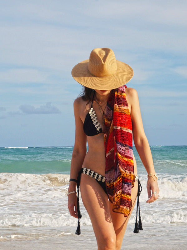 Crochet Marsala Stripe Dress