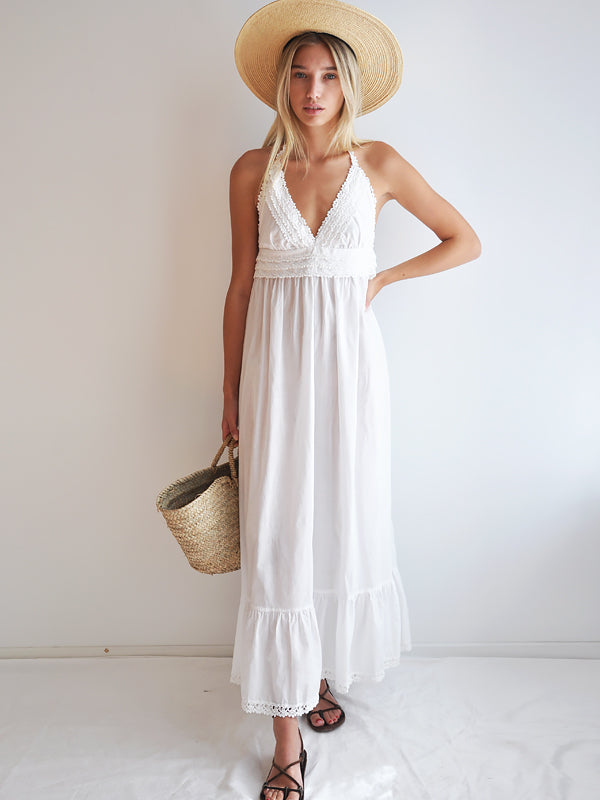 Crochet Lawn Maxi Dress Small / White Crochet Lawn Maxi Dress Small / White