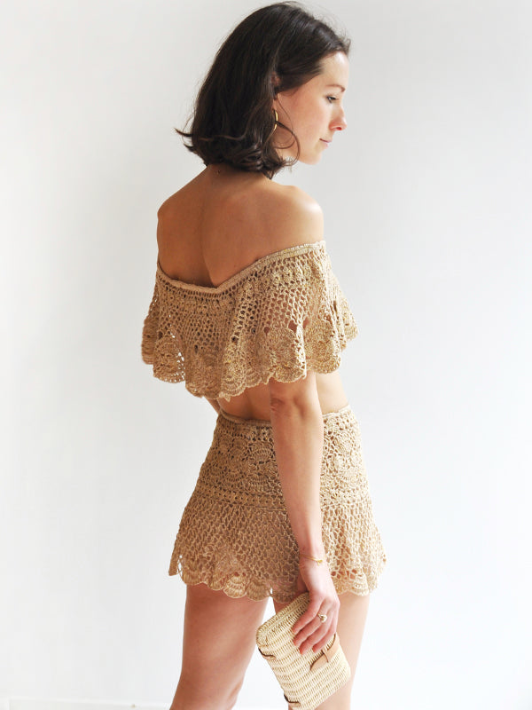 Crochet Filigree Mini Skirt - GOLD