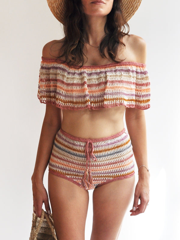high waisted bikini tube top