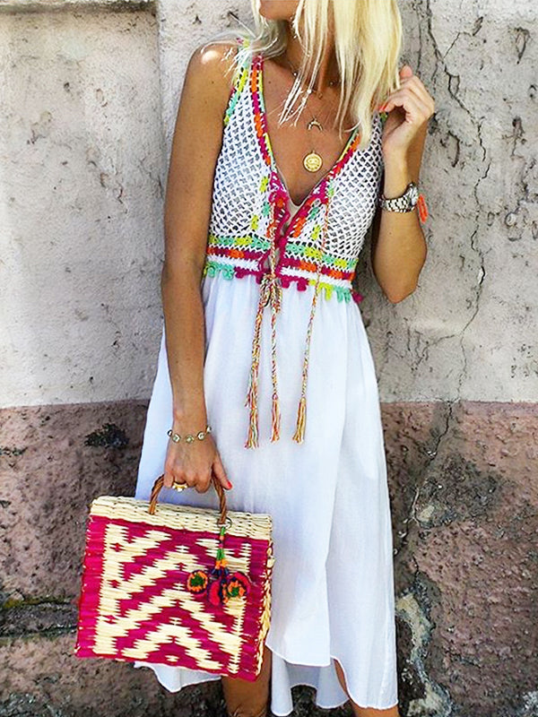 Women's Crochet Dresses | Nomad Maxi High-Low Dress | Anna Kosturova - annakosturova Women's Crochet Dresses | Nomad Maxi High-Low Dress | Anna Kosturova - annakosturova