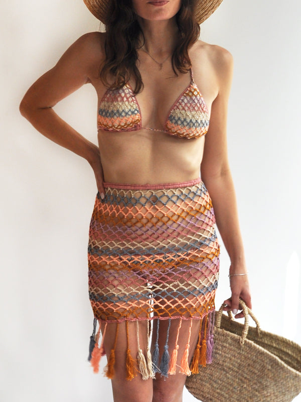 Crochet Dusk Rainbow Mesh Bikini Bottom