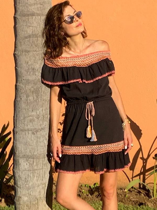 Crochet Michelle Mini Dress Xsmall / Black/Multi