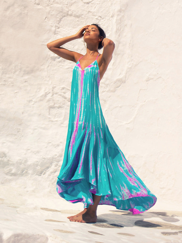 Silk T-Strap Maxi Dress