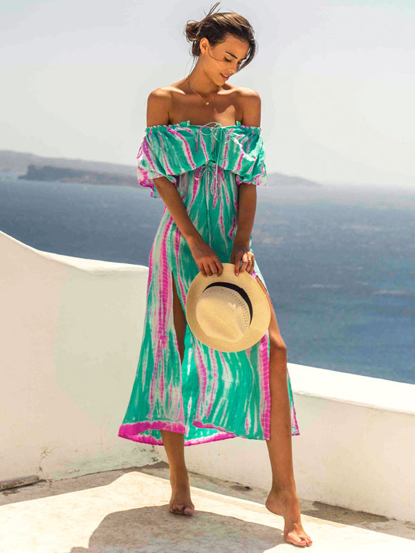 COYSEIO☆ 大人気♪ DRAPING DRESS (2color) Crushed Silk Knit - Center Slit Maxi Dress - Dreamy Floral
