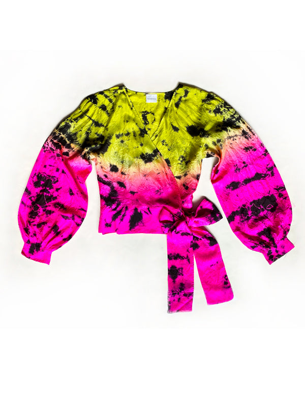 Nomad Silk Wrap Top - Astral Neon