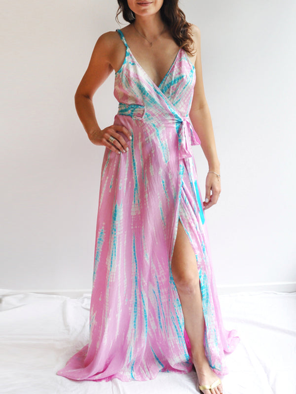 Women's Silk Dress | Tie-Dye Wrap Slip Maxi Dress | Anna Kosturova - annakosturova Women's Silk Dress | Tie-Dye Wrap Slip Maxi Dress | Anna Kosturova - annakosturova