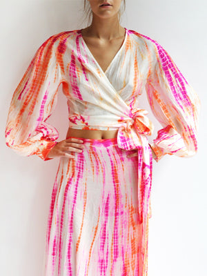Sunrise Silk Wrap Maxi Skirt