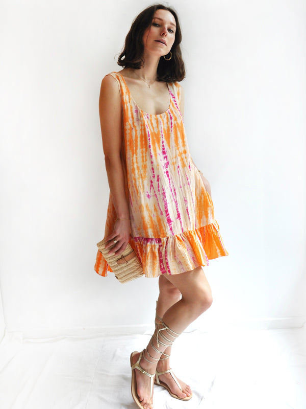 Silk Trapeze Tank Dress Small / Magenta Sunset